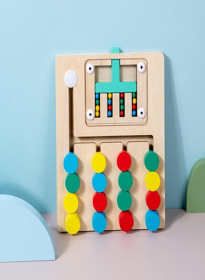 Little Mind Wooden Color Sorter 4X Maze Learning Colour and Pattern Matching Montessori Slide Puzzle Game for Kids, Multicolor 3+ (4 Sorter) - Image 5